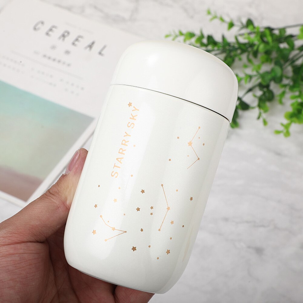 Termosflaska starry sky mini liten kapacitet läcksäker kaffemugg 304 vakuumkolv i rostfritt stål 200ml termoflaska: Vit