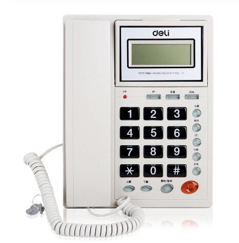 Office phone business large screen display lightning protection long-distance lock control parallel anti-theft phone telephone: White