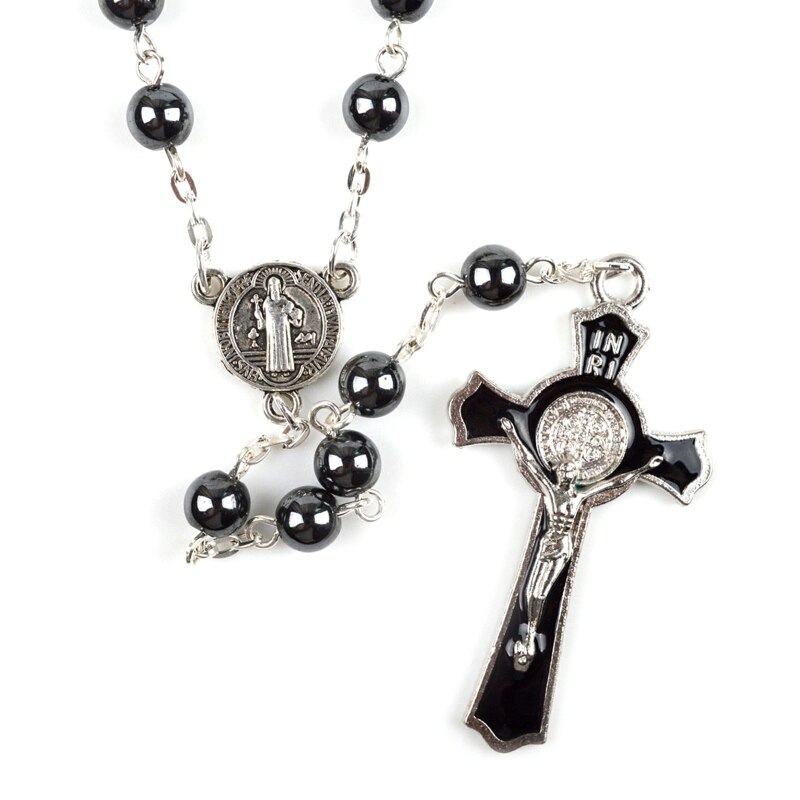 Handgemaakte Ronde Bead Katholieke Rozenkrans Ketting Jesus Cross Religieuze Charme: 3 type