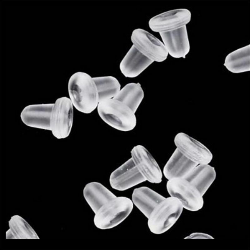 500Pcs 4Mm Half Transparant Rubber Earring Backs Haken Stoppers Oor Bericht Nuts Bevindingen Accessoires Voor Maken Oorbellen