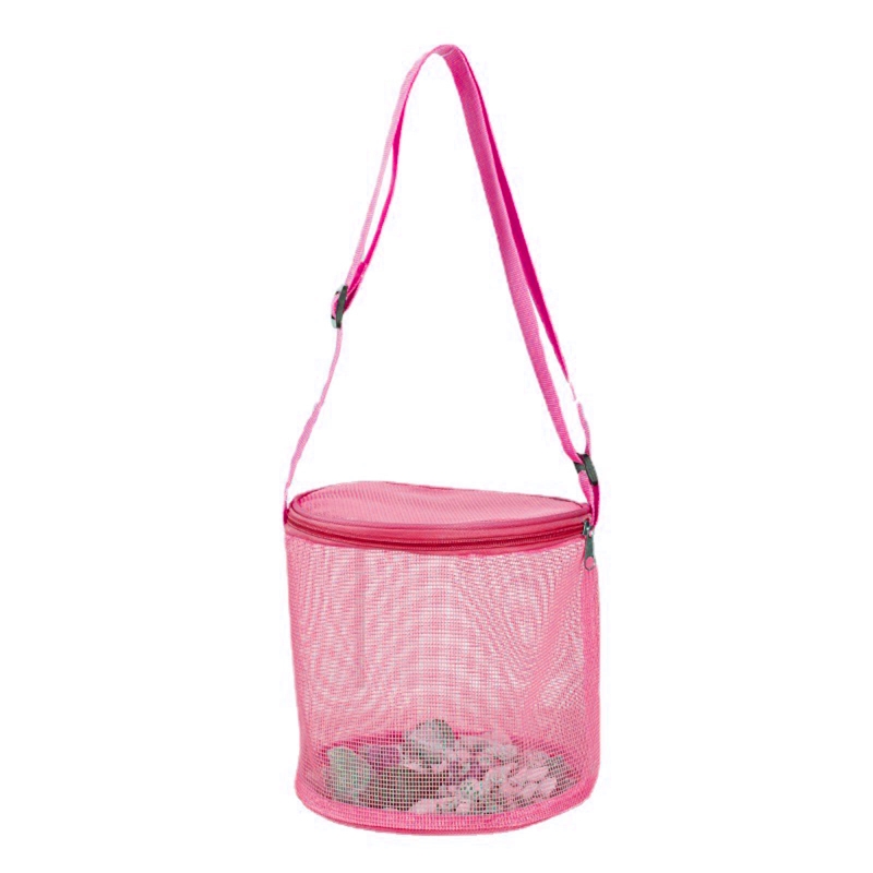 Colorful Storage Mesh Bag for Beach Toy Collection Outdoor Sand Play Toy Bath Shoulder Bag Kids Girls Beach Accessories: Pink