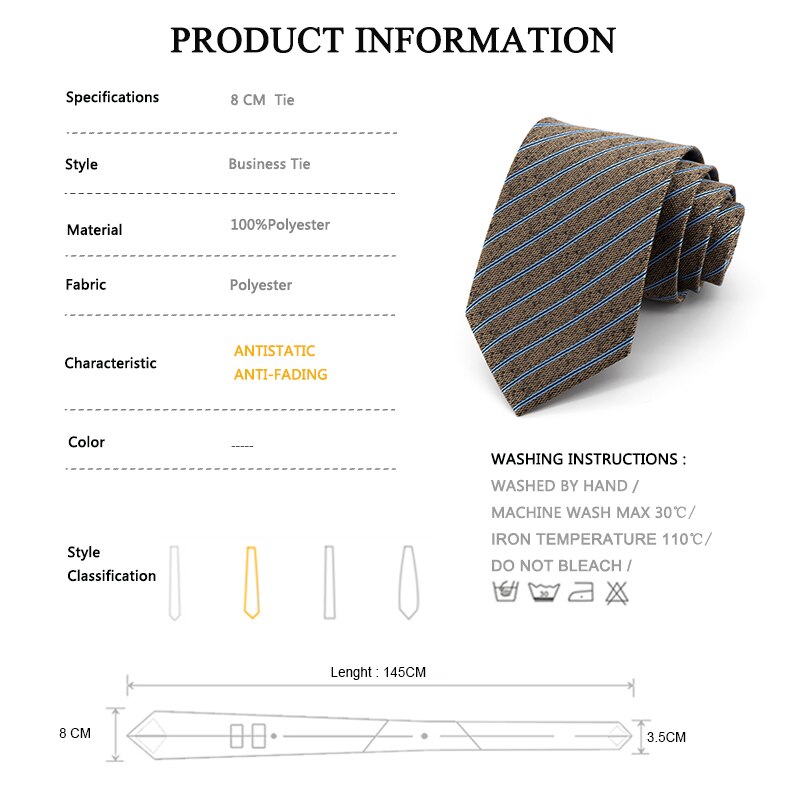 Corbatas para hombre de , 8CM de ancho, Corbata a rayas, corbata Formal de negocios, para hombre