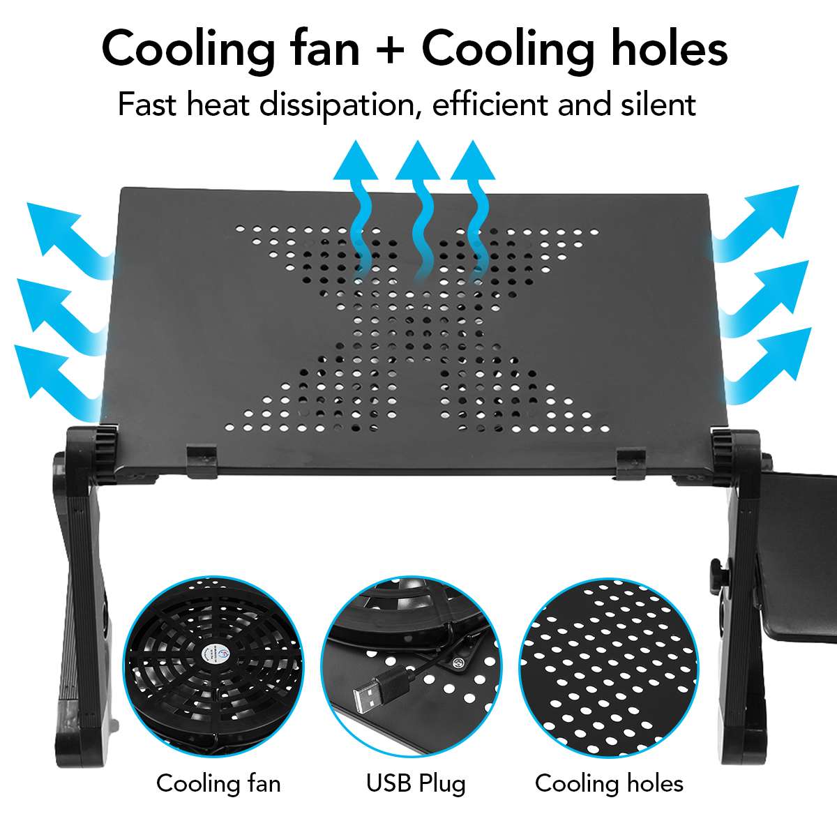 Folding Laptop Stand With Cooling Fan Mouse Board Aluminium Deaktop Bed Sofa Holder Stand For Notebook PC Computer For Macbook