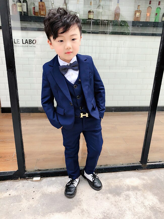 Zomer Kleding Jongens pakken voor bruiloft Kids Britse Verjaardag Jurk Jongen gentleman pak Kinderen kleding pak vest broek 3 stks/set