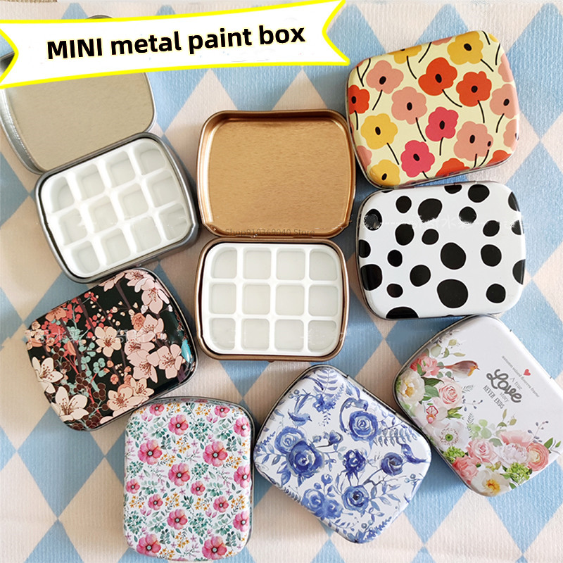 Mini caja de acuarela vacía, paleta de acuarelas portátil de 12/24 rejillas, pintura de viaje, boceto, caja hidratante, caja de pintura, suministros de arte