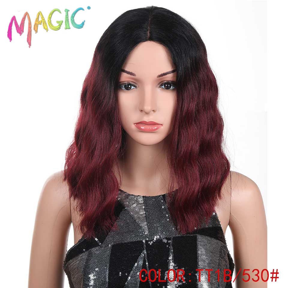 Magic Hair Synthetic Lace Front Wigs For Black Women 14Inch Heat Resistant Fiber Wigs Ombre For Women Ombre Deep Wavy Hair: TT1B-530