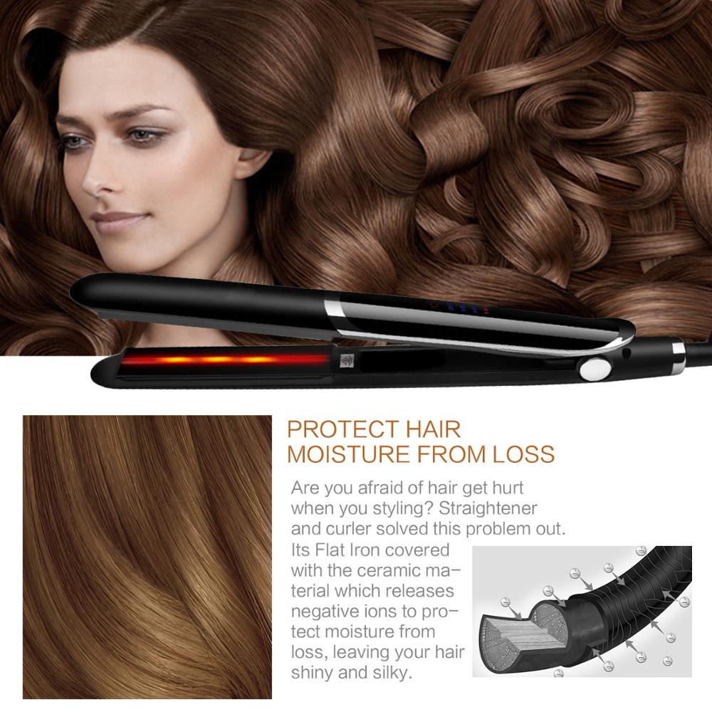 Professionelle Haarglätter Bügeleisen Ultraschall Infrarot Haar Eisen LCD Anzeige Haare Flache Eisen Bord Erholen Beschädigt Haar Bügeleisen