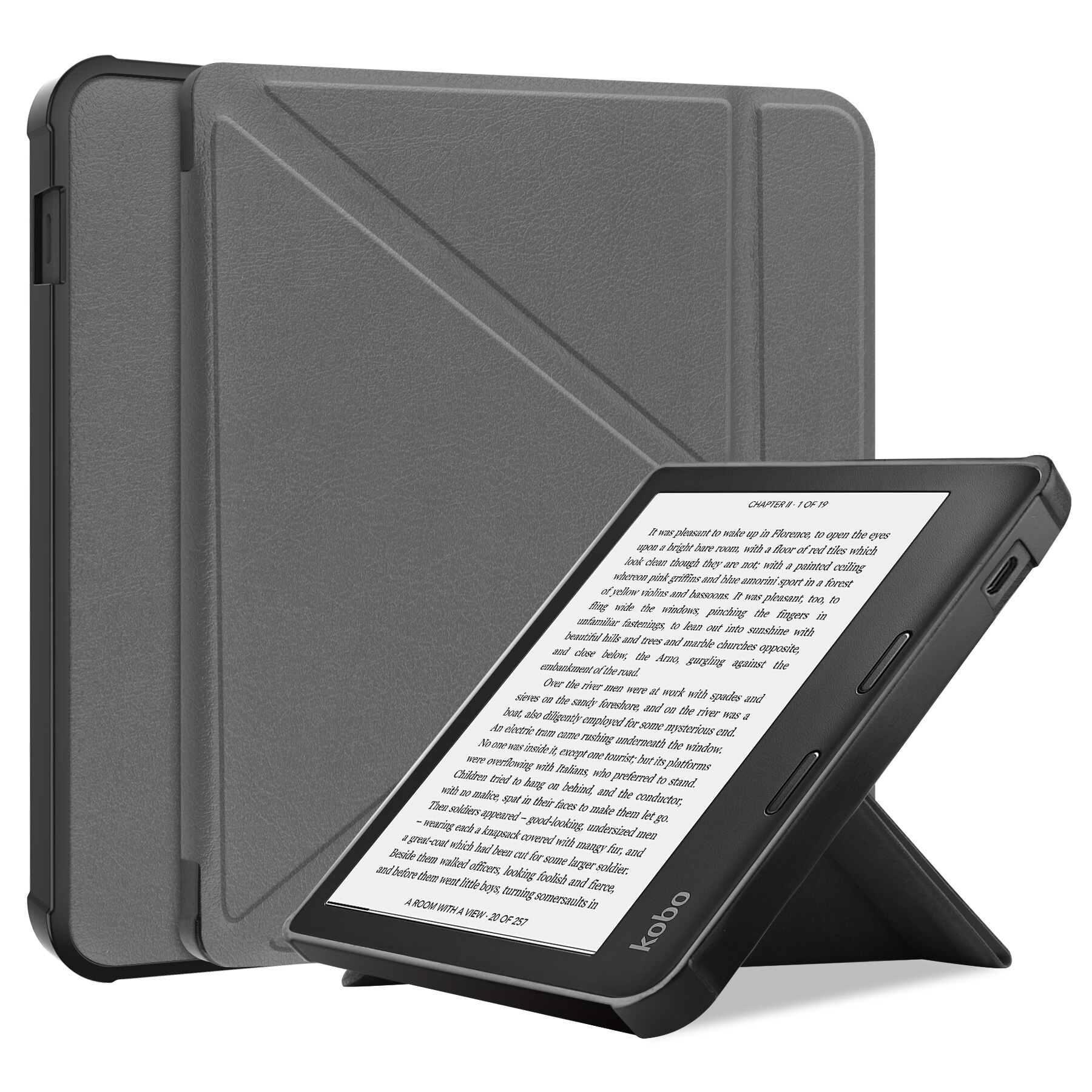 Slim Ultra Magnetic Stand Hard Back Shell Protective Smart Cover Case For All Kobo Libra 2 eReader Kids Transformers: Grey