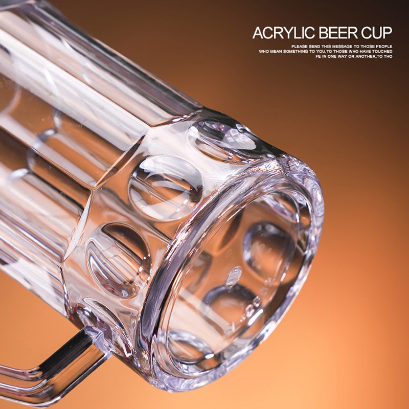 12 Large Capacity Beer Mug Glass Transparent Food Grade Plastic Anti Bar Glass 400-600ml Juice Cup Draught-beer Cup