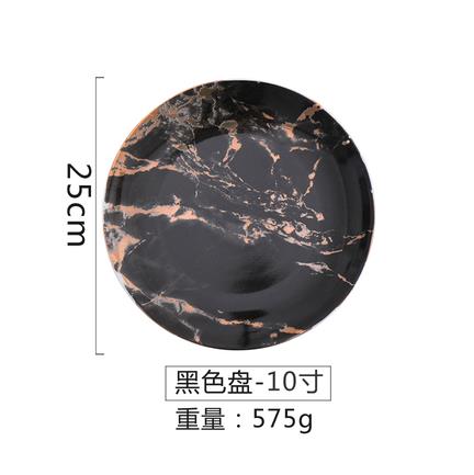 Europese Stijl Marmeren Platen Keramische Diner Set Gold Inlay Porselein Dessertbord Steak Salade Snack Taart Platen Servies: L3