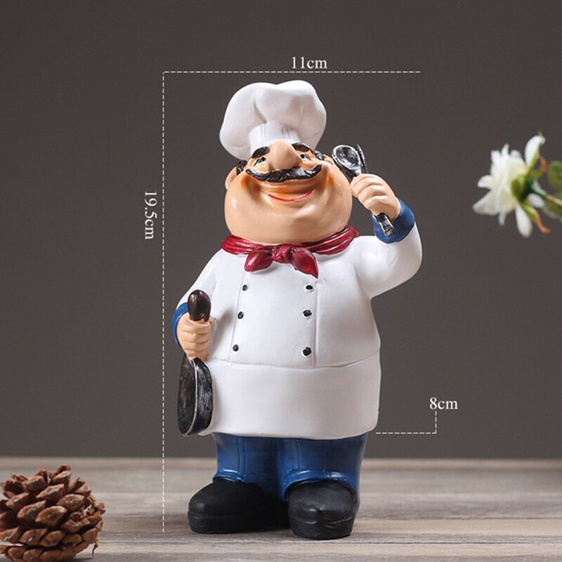 Phfu-retro chef modelo ornamentos resina artesanato mini chef figurinhas casa cozinha restaurante bar café decoração