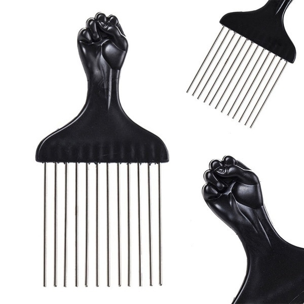 Black Fist Metal African Hair Pik Afro Comb