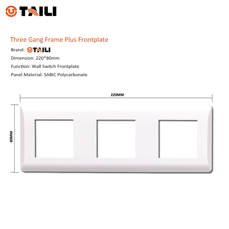 TAILI plaque avant de cadre à trois gangs | Pour interrupteur mural, panneau de bricolage 220*80mm