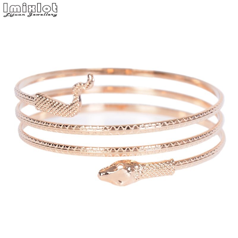 Punk Opgerolde Slang Spiraal Bovenarm Manchet Armlet armband Bangle Armband Voor Vrouwen Sieraden Goud Zilver Kleur