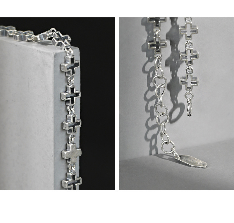 F.i.n.s Oude 100% S925 Sterling Zilveren Enkelbandje Ins Retro Hollow Out Cross Enkelband Foot Armband Fijne Sieraden Accessoire