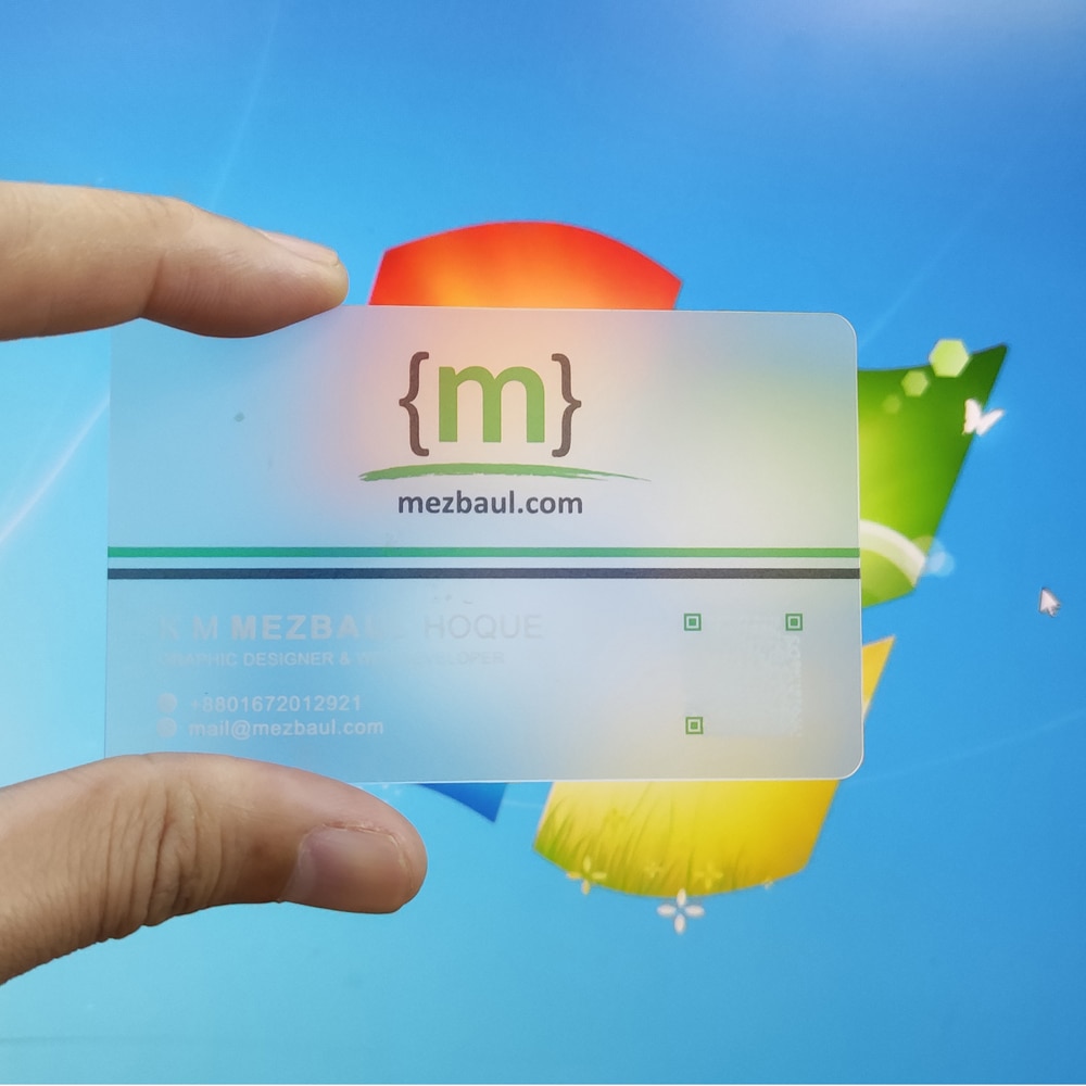 Transparent PVC business card, free , , waterproof, color printing, 0.38mm, rounded