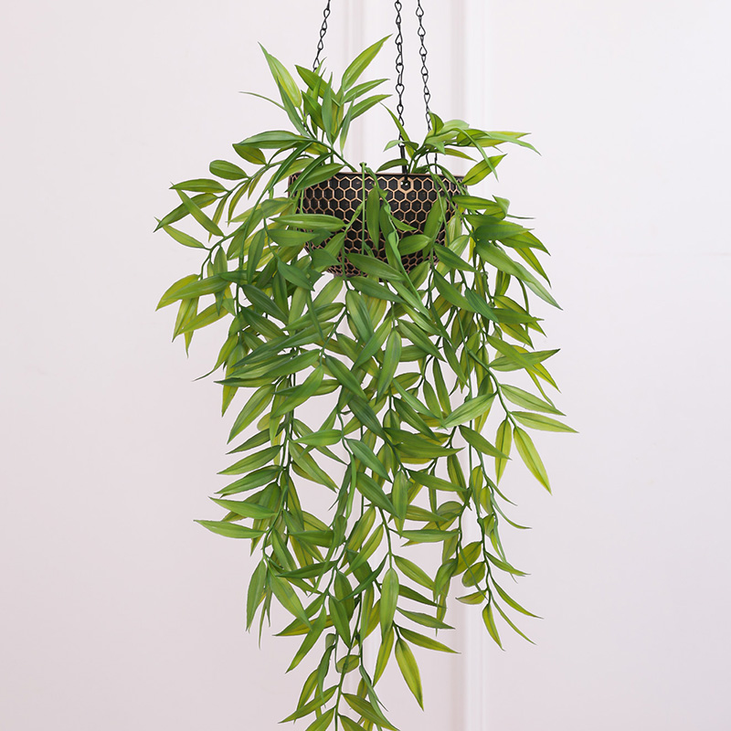 1 Stuk 10Cm (H) Imitatie Rotan Geweven Hangende Mand Bloempot Plastic (Inclusief Ketting) Huis Tuin Groene Plant Plantion