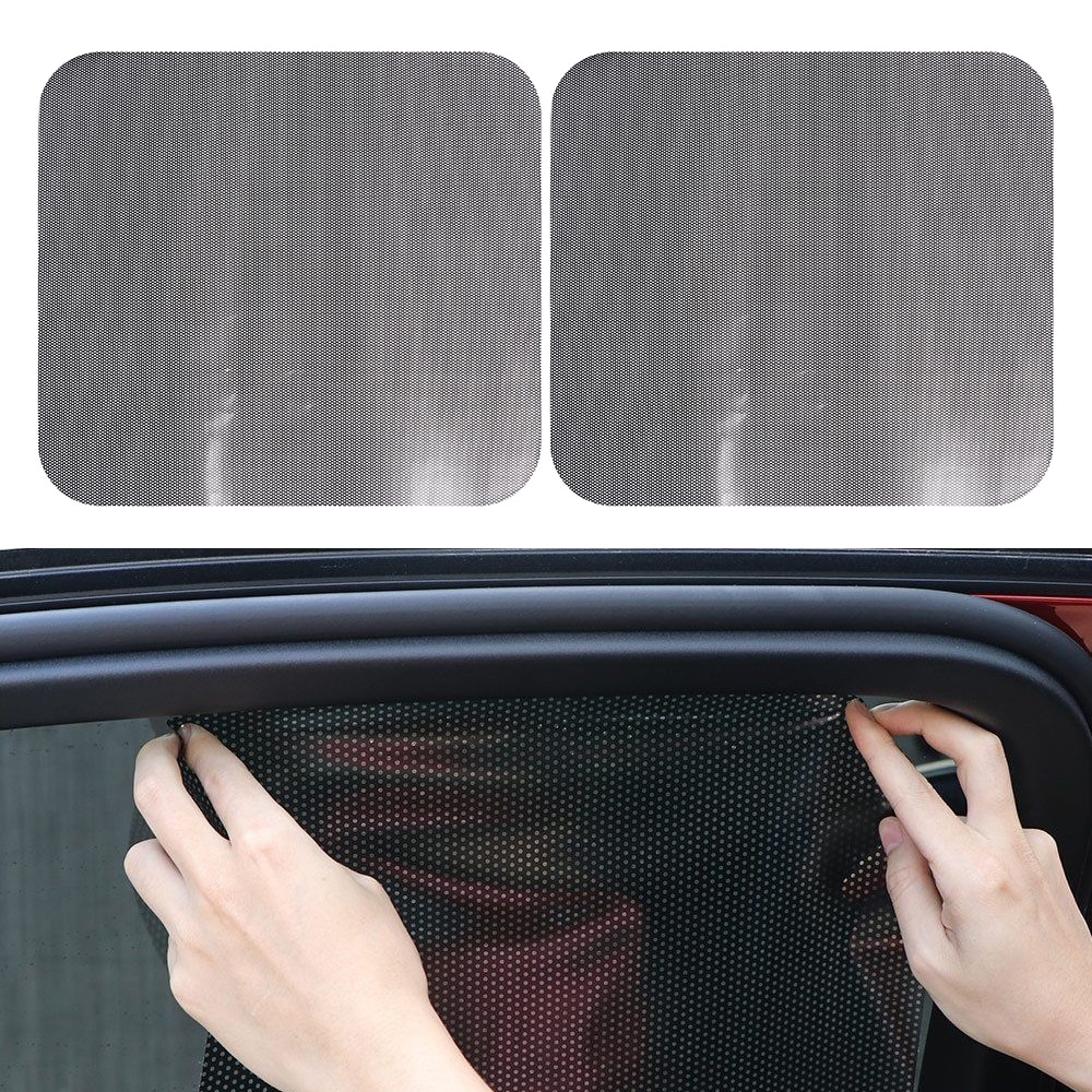 2pcs Summer Car Auto Side Window Mesh Film Curtain Windshield Net Sun shade Visors cover Sticker UV Protection Black