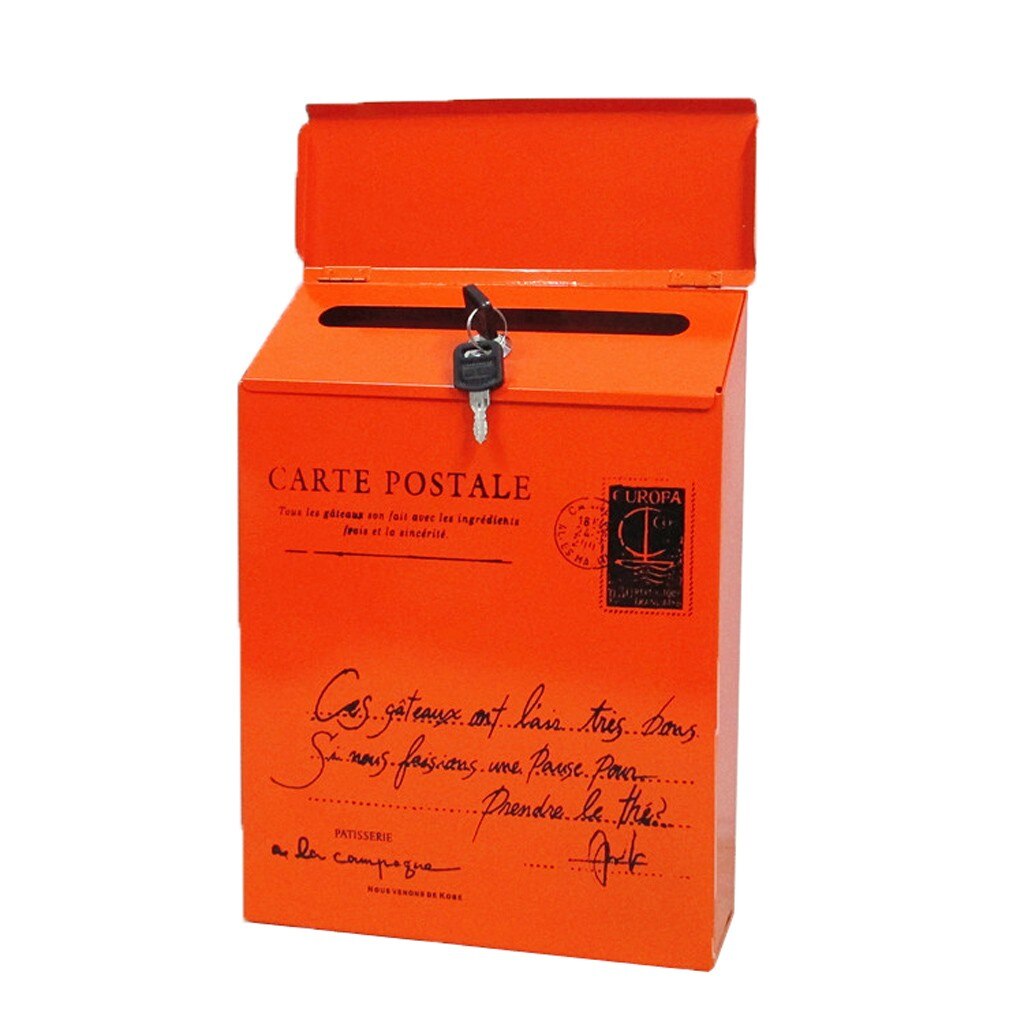 Vintage Retro Wall Mount Mailbox Mail Postal Letter Newspaper Box Waterproof Buzon De Correos Exterior Mailbox Outdoor Mail Box: Orange
