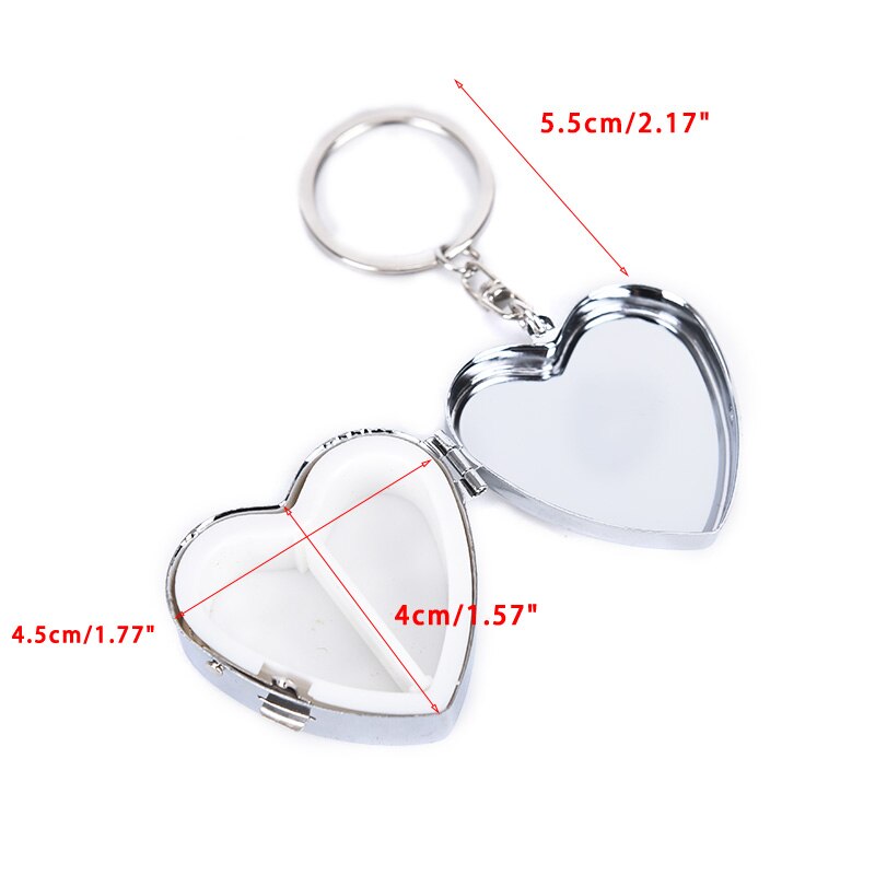 1 stuks draagbare metalen hartvormige pillendoos, opvouwbare pillendoos, metalen pillensnijder, medicijnorganizer, make-up opbergdoos