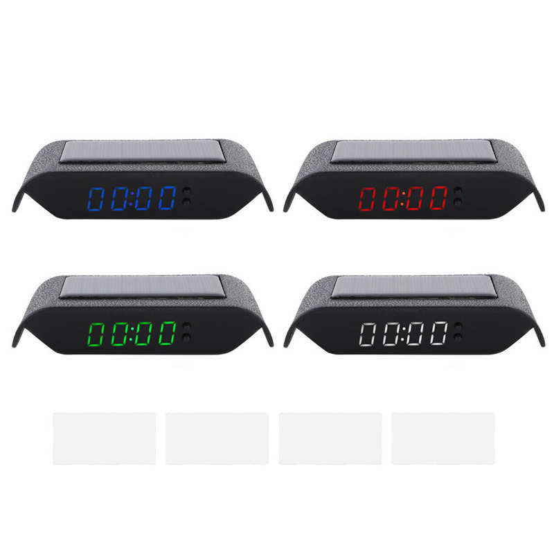 Bil digital klocka bil lastbil soldriven tid datum temperatur lcd display kabeldragning gratis bil solklocka biltillbehör