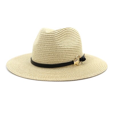 Vrouwen Hoeden Zomer Lente Stro Brede Rand Riem Band Zon Hoeden Outdoor Strand Reizen Casual Zon Beschermende Wit Zwart Zon hoeden: 6