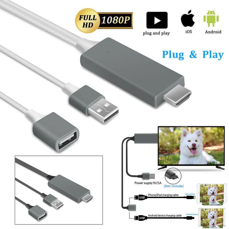 Universele 1080P Hdmi-Compatibel Mirroring Kabel Tv Kabel Adapter Telefoon Naar Tv Hdtv Adapter Voor Iphone 11/ipad/Android