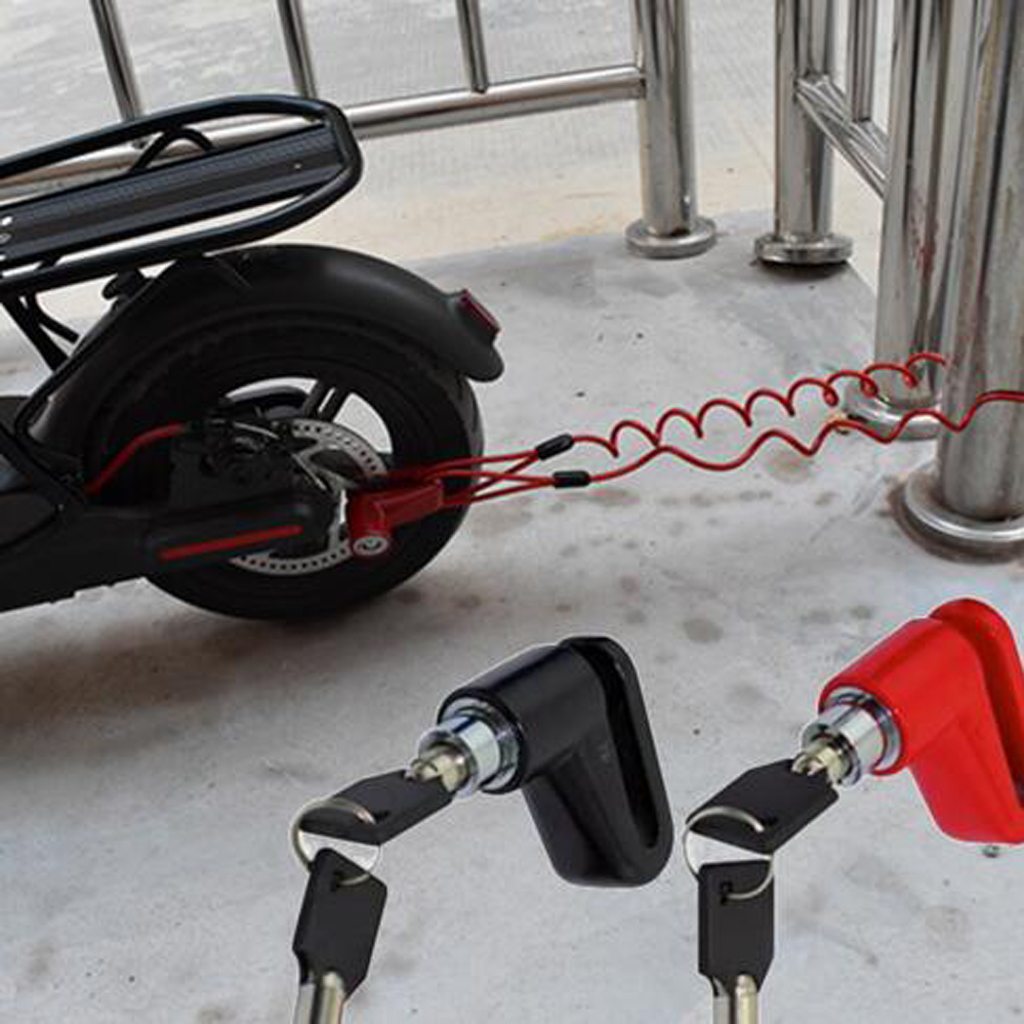Motorsykkel rotorplate tyverisikring bremseskive sikkerhet + påminnelseskabel til xiaomi mijia  m365 elektrisk scooter
