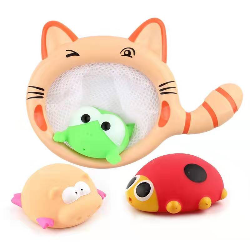 Children fishing rubber toys baby bathing toys animal toys kids toy: 157g