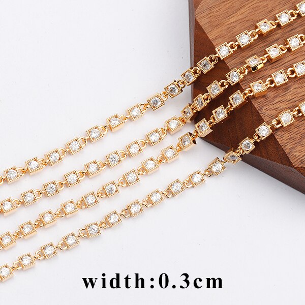 YEGUI C78,jewelry accessories,diy chain,18k gold plated,0.3 microns,zircon,hand made,jewelry making,diy chain necklace,50cm/lot: C7802