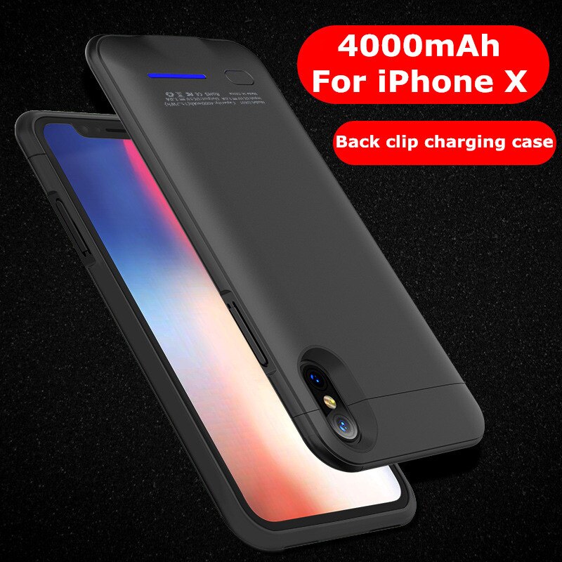 Funda de batería de teléfono extendida de 4000mAh para iPhone X, carcasa magnética para cargador de batería para iPhone XS, funda portátil para banco de energía