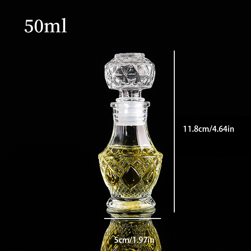 1 buc 50ml sticle mici transparente goale de whisky, vin, sticle mini de alcool din sticlă cu capac cu filet, decantor de whisky: Negru