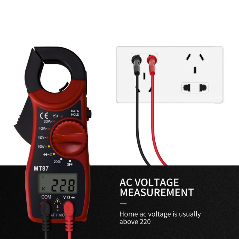 MT87 Portable LCD Digital Clamp Meter Multimeter AC/DC Ammeter Voltmeter Resistance Tester Clamp Meter