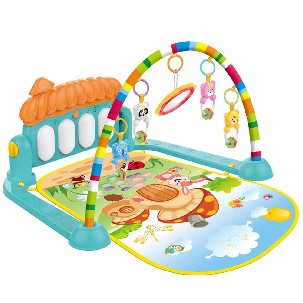 Baby kick and play klaver gym gym mat rack spædbarn musik fitness rack rangle legetøj spille crawling mat pædagogisk legetøj i 0-18 måneder: Orange grøn