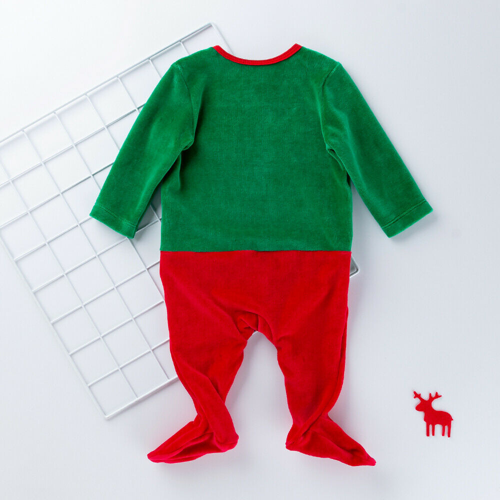 0-24M Christmas Baby Girl Boy Rompers Hats Xmas Santa Claus Clothes Velvet Romper Hat Outfit