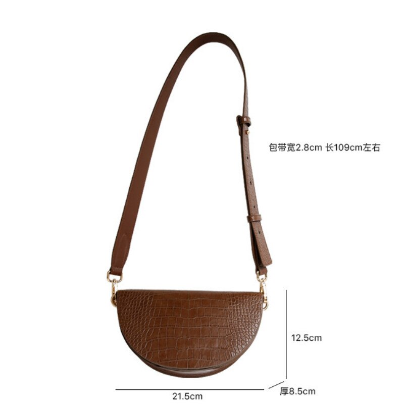 Retro Alligator Saddle Bags Luxury PU Leather Chest Bag Women Shoulder Messenger Bag Banana Lady Crossbody Bags Clutch