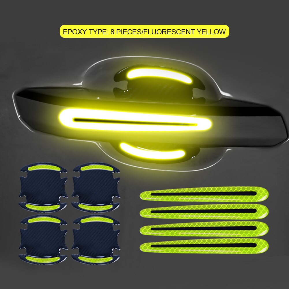 Autocollant 3D pour poignée de porte de voiture, 4 pièces, peinture, protection contre les rayures, couverture universelle: yellow