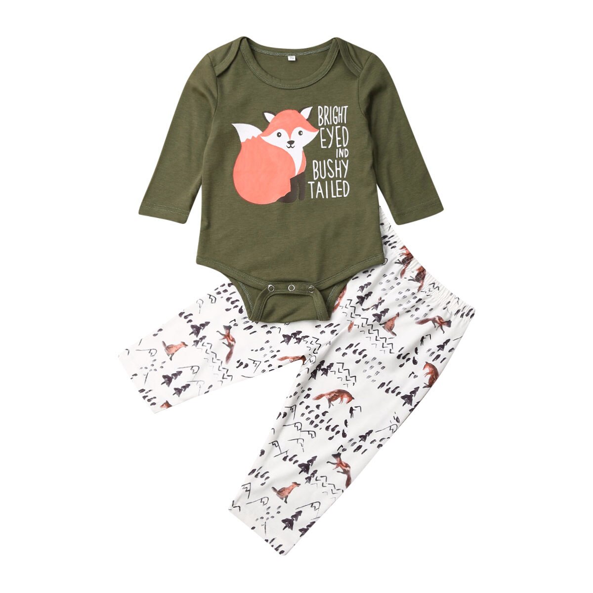 2 st nyfödda småbarn barn bebis pojke flicka höstkläder långärmade rävtröjor t-shirts+byxor byxor 3-24m spädbarnskläder set