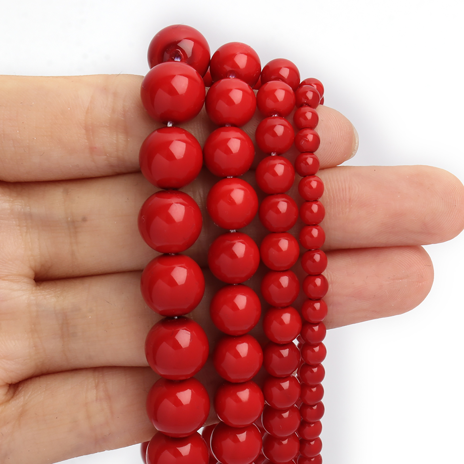 de cuentas de perlas de imitación de vidrio, cuentas espaciadoras de color rosa claro para fabricación de joyería, accesorios de pulsera Diy 4 6 8 10mm