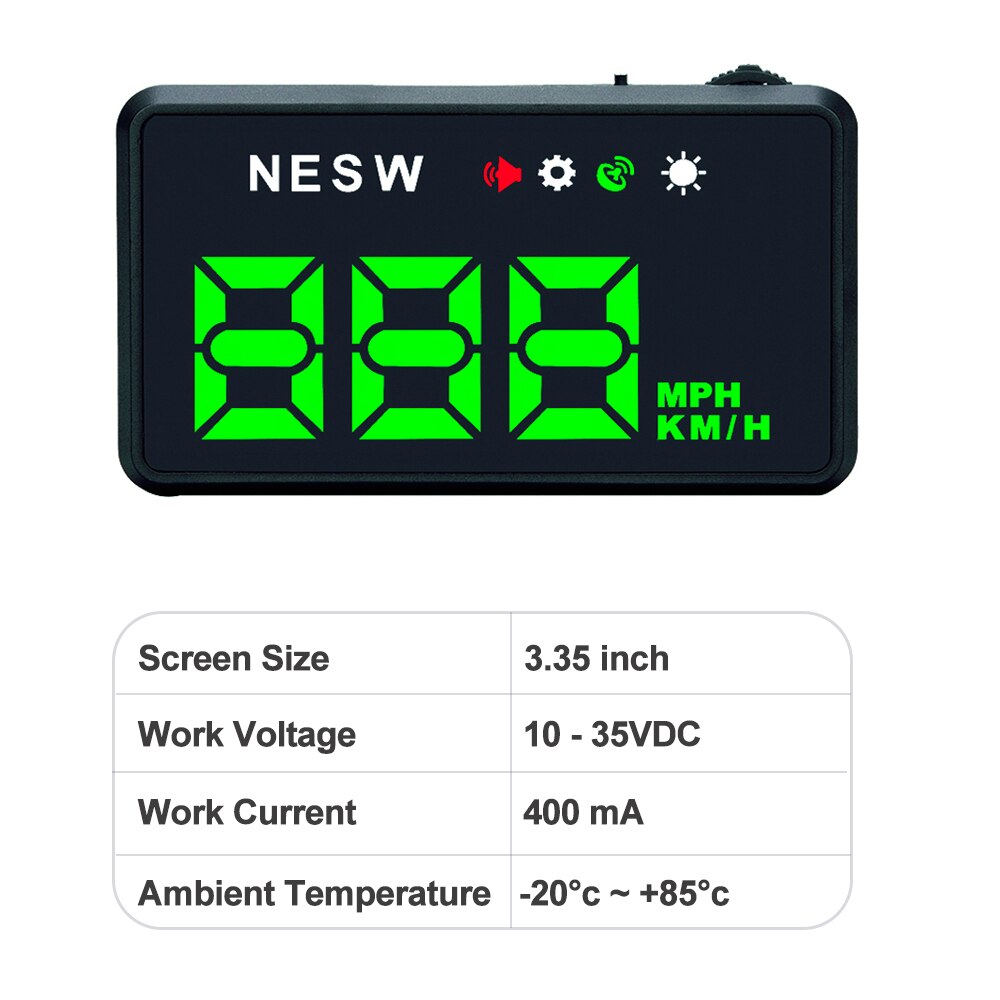 Universal GPS Speedometer 4.5" H1 Speed Odometer Mileage HUD Display Digital Speed Alarm MPH KMH Altitude Display Projector