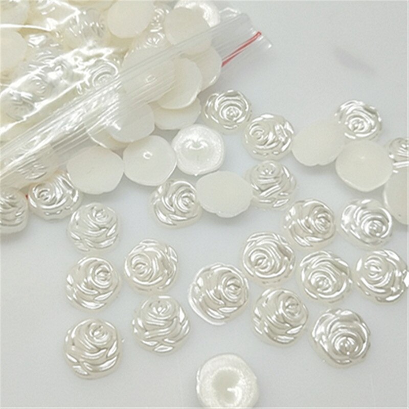 12mm 50 stk/pakke håndværk elfenben abs efterligning perler blomst perler til diy smykker håndværk