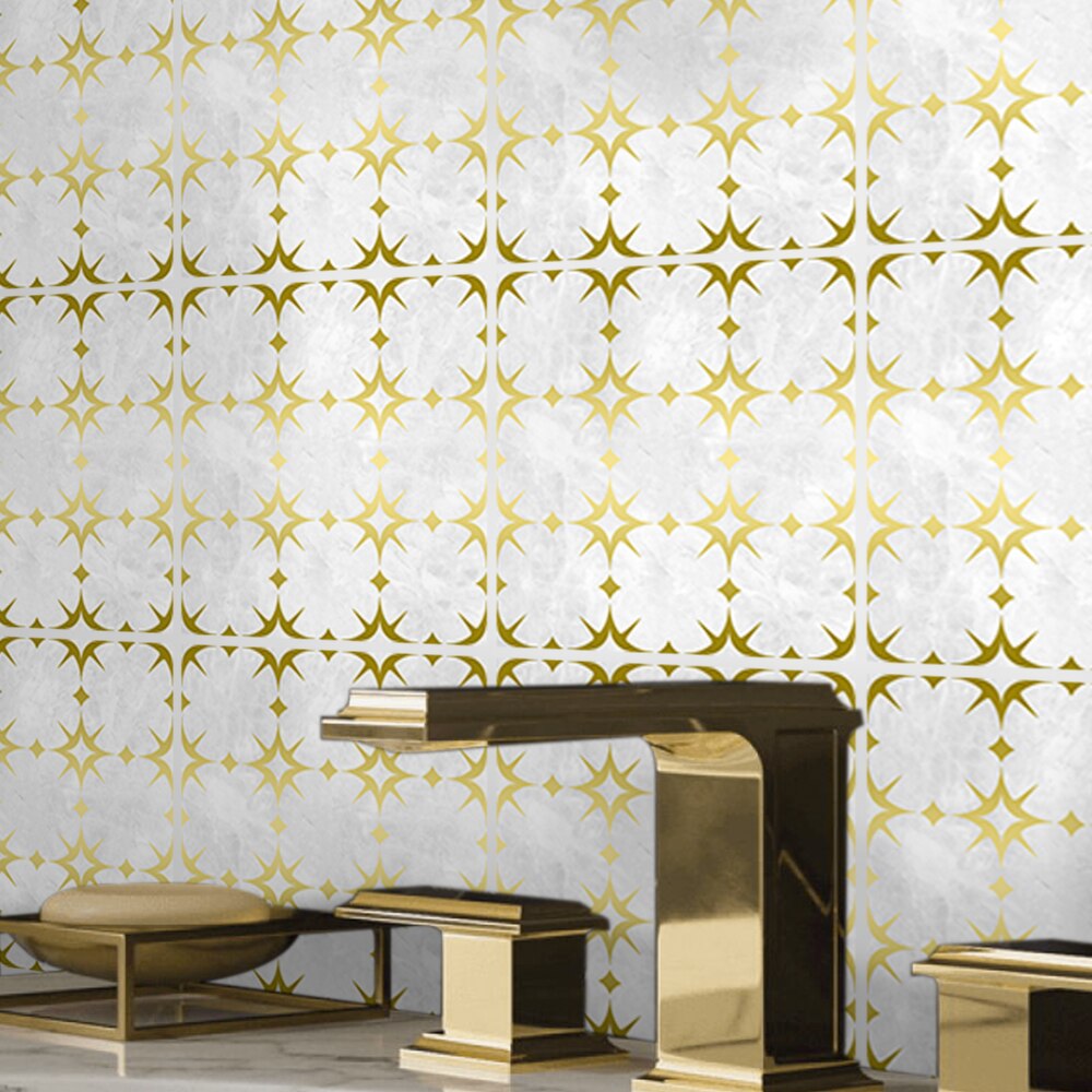 Funlife® Gilding Star Mosaic Tile sticker Peel &amp; Stick Removable Self-Adhesive kitchen Wallpaper Kitchen Backsplash Waterproof: 20x20cmx40pcs