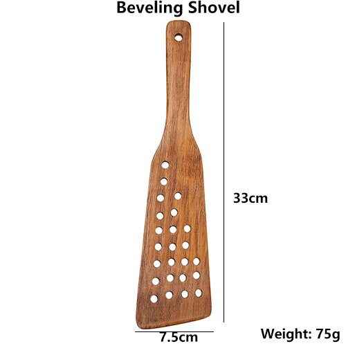 Espátula de madera Utensilios de cocina Espátula Kemu natural Utensilios de cocina antiadherentes Cuchara Vajilla Herramientas Artilugios de madera Utensilios de cocina ecológicos Utensilios de mesa Utensilios de cocin: Beveling Shovel