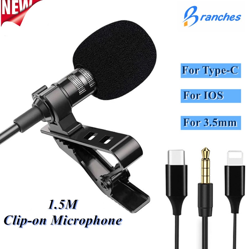 Mini Microfoon Clip-On Revers Lavalier Pc Telefoon Camera Mic Draagbare Externe Oor Asmr Microfoons Voor Iphone Laptop Computer