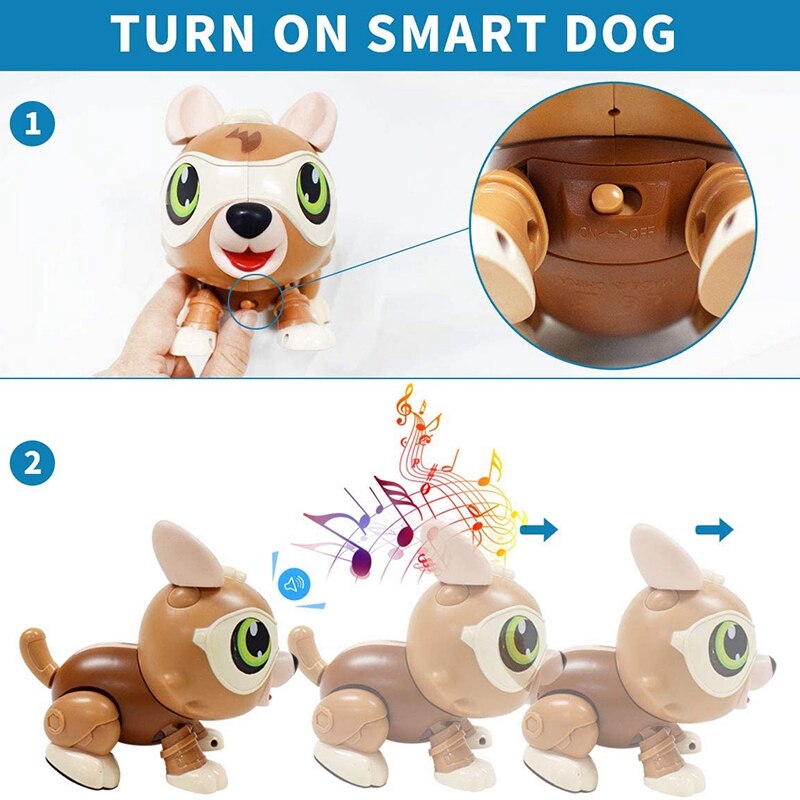 Juguetes electrónicos de Perro Robot para niños, juguete de cachorro interactivo robótico, Control de voz,
