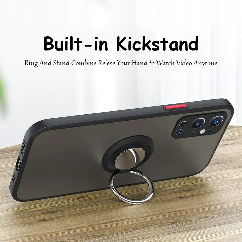 Car Magnetic Ring Holder Phone Case For OnePlus ACE 10T 10R 9R 8T 7T 7 8 9 10 11 Pro Soft TPU Bumper Matte Plastic Back Cover
