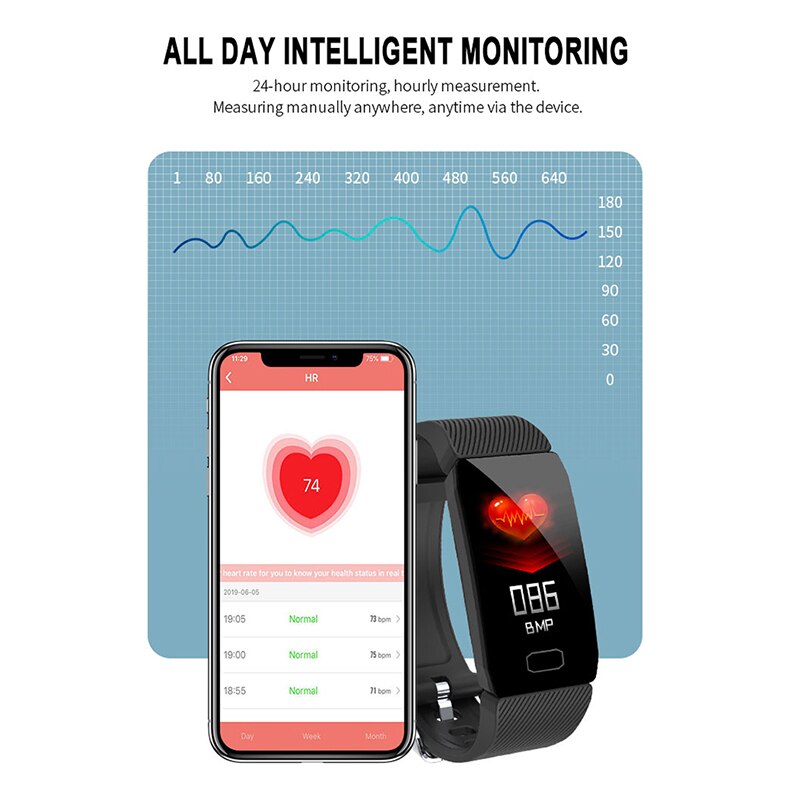 Q1 Smart Bracelet Fitness Tracker Monitor Smart Band Blood Pressure Heart Rate Smartband Waterproof For Men Women