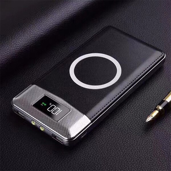 50000Mah Power Bank Externe Batterij Bank Ingebouwde Draadloze Oplader Powerbank Draagbare Qi Draadloze Oplader Voor Iphone 8 8Plus Xs: Black