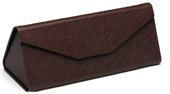 Opvouwbare Zonnebril Geval Vrouwen Spektakel Geval Leesbril Doos Eyewear Driehoek Container Beschermende Covers Zwart Lederen: c6 brown