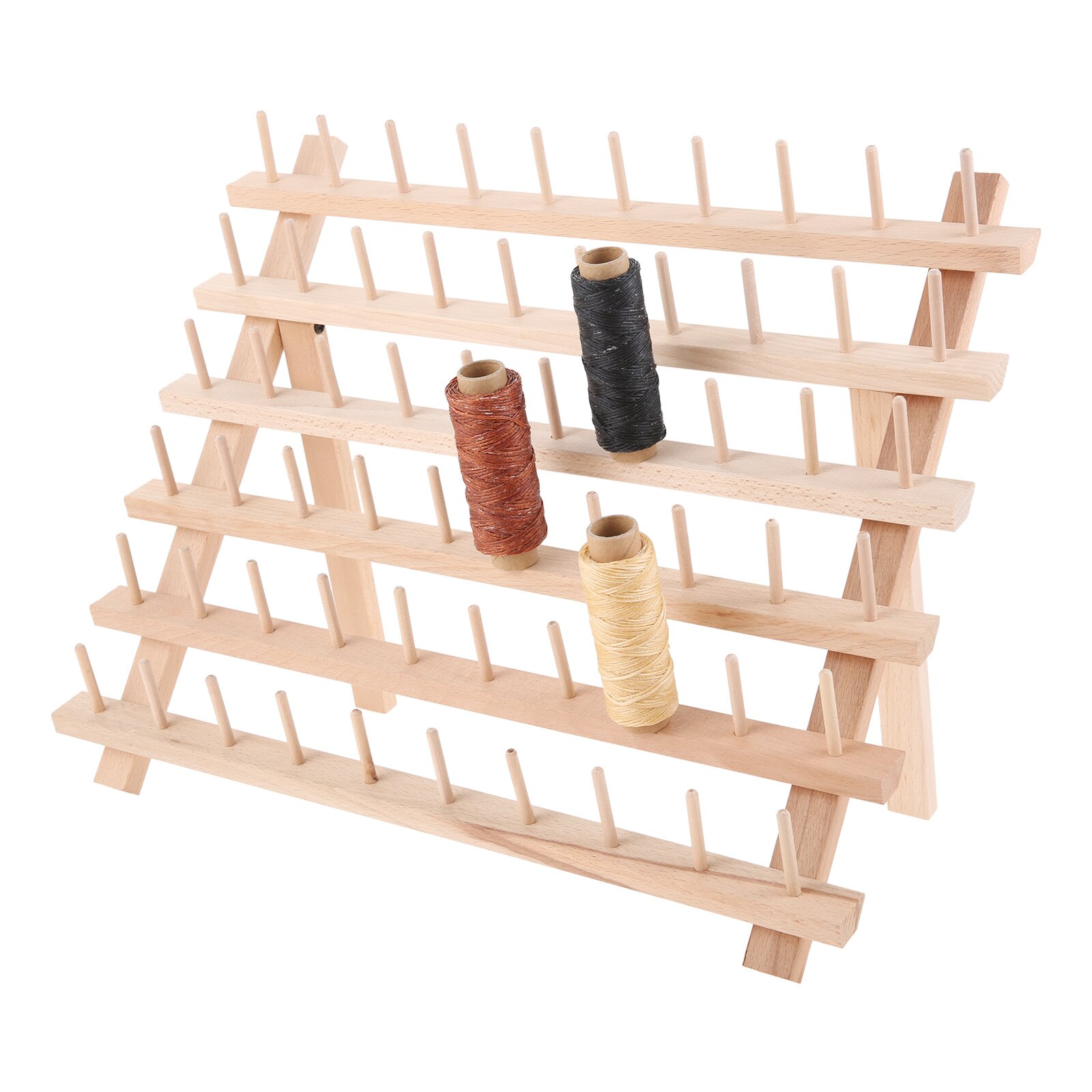 Estante de madera plegable para costura, carretes de hilo con 60 estante de almacenamiento, organizador de montaje en pared, 40x32cm, 1 unidad
